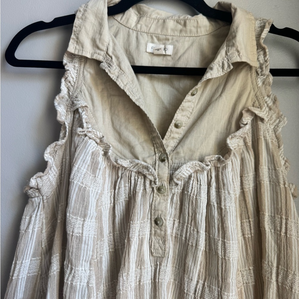 Pilcro by Anthropologie Sleeveless Seaside Collard Swing Boho Blouse Cream S - Picture 5 of 7